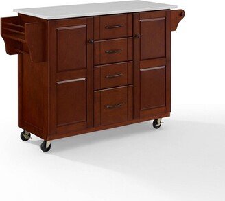 Eleanor Granite Top Kitchen Cart Mahogany