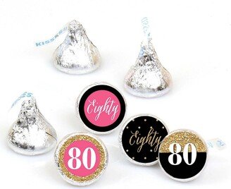 Big Dot Of Happiness Chic 80th Birthday Black Gold Round Candy Sticker Favors (1 sheet of 108)