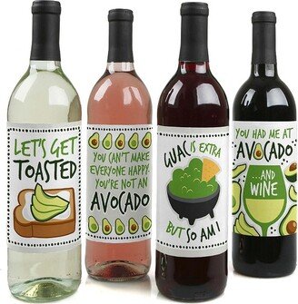 Big Dot of Happiness Hello Avocado - Fiesta Party Decorations for Women and Men - Wine Bottle Label Stickers - Set of 4