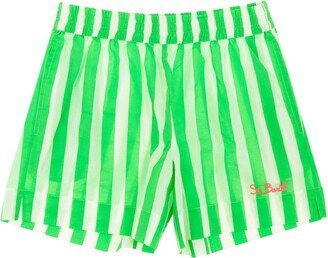 Logo Embroidered Striped Shorts-AA