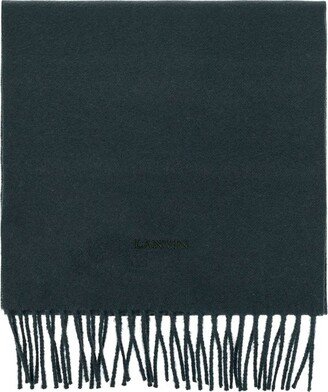 Logo Embroidered Fringed Scarf-AF