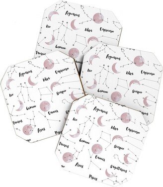 Emanuela Carratoni Moon and Constellations Set of 4 Coasters