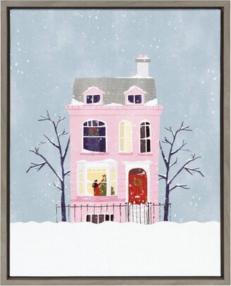 18 x 24 Sylvie Christmas House by Maja Tomljanovic Framed Canvas Gray - Kate & Laurel All Things Decor