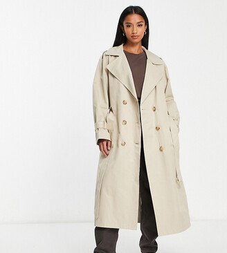 Urban Code Petite longline oversized trench coat in beige