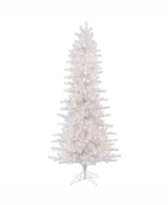 6.5 ft Crystal White Pine Slim Artificial Christmas Tree With 400 Warm White Pine Led Lights