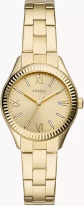 Fossil Outlet Rye Three-Hand Date Gold-Tone Stainless Steel Watch