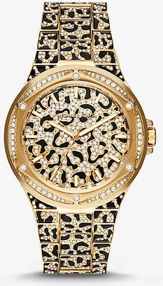 Oversized Lennox Animal Pavé Gold-Tone Watch