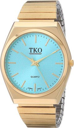 TKO ORLOGI TKO Gold Stainless Steel Expansion Bracelet Stretch Thin Case Purple Face Flex Girls Watches TK649TQ