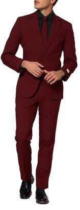 Blazing Burgundy Two-Piece Suit with Tie