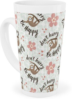 Mugs: Don't Hurry Be Happy - Beige Tall Latte Mug, 17Oz, Beige