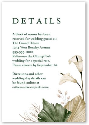 Enclosure Cards: Tropical Flora Wedding Enclosure Card, White, Matte, Signature Smooth Cardstock, Square