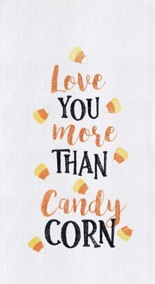 Love You More Than Candy Corn Cotton Embroidered Halloween Flour Sack Kitchen Towel-AA