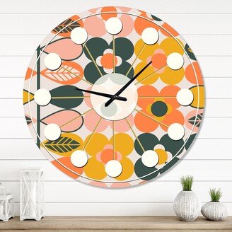 Designart 'Botanical Retro Design I' Mid-Century wall clock