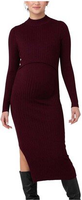 Nella Rib Nursing Knit Dress Maroon