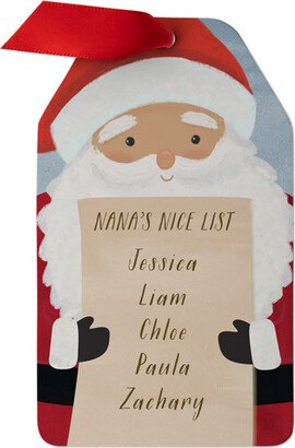 Ornaments: Santa's List Of Family Metal Ornament, Red, Gift Tag