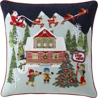 Id Home Fashions Please Stop Here Embroidered Holiday Decorative Pillow, 20x20