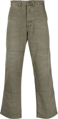 Washed-Effect Straight-Leg Trousers