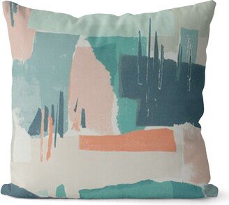 Designer Villa Nova Mid Century Modern Abstract Pillow Cover // Painted Blue Pink Teal Green Color Block L36