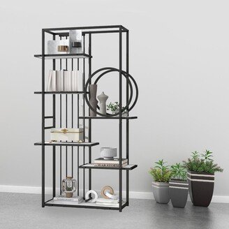 6 Tiers Bookcase Open Bookshelf with Metal Frame Storage - 31.5 x 11.8x 70.9