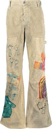 Cartoon flared carpenter pants