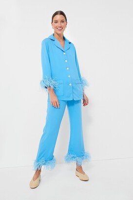 Blue Party Pajama Set with Feathers