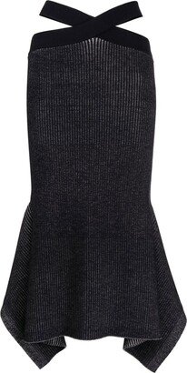 Ribbed-Knit Asymmetric Skirt