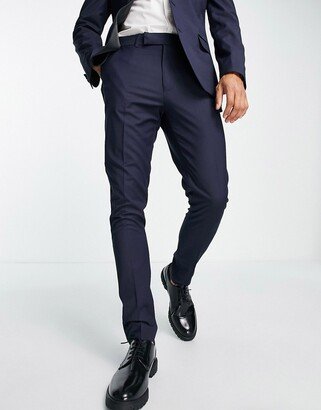 skinny tuxedo pants in navy with satin side stripe-AA