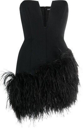 Feather-Trim Off-Shoulder Minidress