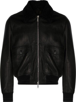 shearling-collar leather Flight jacket