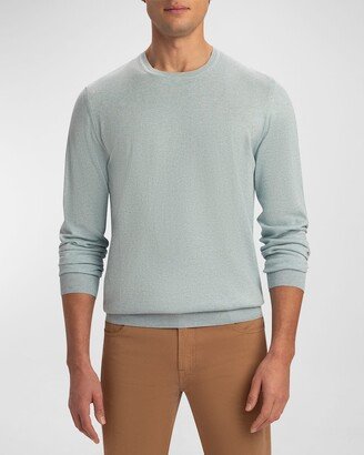 Men's Heathered Cotton/Cashmere Crewneck Sweater