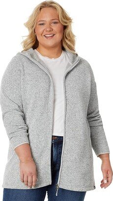 Plus Size Sweater Fleece Coat (Pewter) Women's Clothing