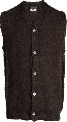 V-neck sleeveless wool cardigan