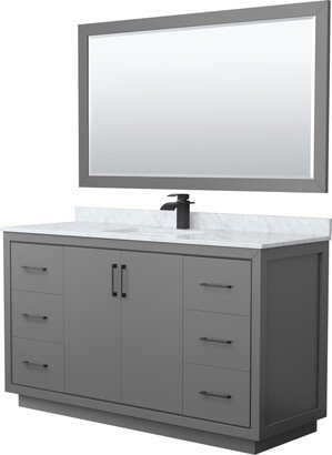 Icon Single Vanity Set, White Carrara Marble Top, 58-Inch Mirror