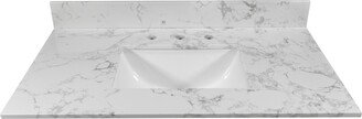 Global Pronex 31inch Bathroom Vanity Top Stone Carrara White New Style Tops And Back Splash With 3 Faucet Hole For Bathroom Cabinet