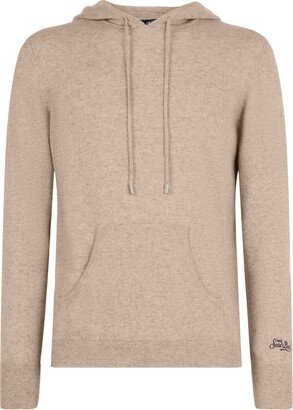 Blended Cashmere Beige Hooded Sweater