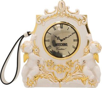 Clock Sculpted Clasp Fastened Clutch Bag