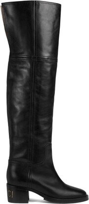 Rear-Slit Knee-High Boots