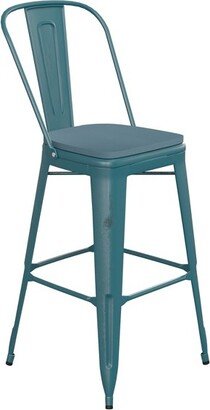 Emma and Oliver Distressed Kelly Blue-Teal Metal 30