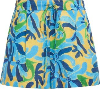 Abstract-Print Drawstring Shorts