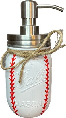 Baseball Mason Jar Soap Dispenser, Decor, Farmhouse Bathroom Kitchen Kitchen, Classroom Gift