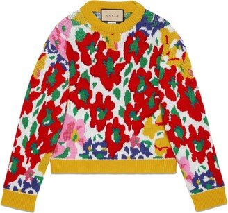 Floral-Jacquard Wool Jumper