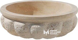 Travertine Ragged Melon Sliced Sink - Handcrafted, 100% Natural Stone, Washbasin