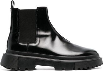 Chelsea round-toe leather boots