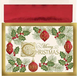 Masterpiece Studios Holiday Collection 15-Count Boxed Embossed Christmas Cards with Foil-Lined Envelopes, 7.8