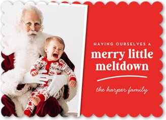Holiday Cards: Merry Meltdown Christmas Card, Red, 5X7, Christmas, Matte, Signature Smooth Cardstock, Scallop