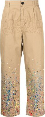 Cotton Paint-Splatter Trousers