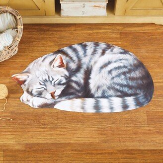 Collections Etc Napping Cat Shaped Accent Rug with Skid-Resistant Backing - 29.5 x 17.5