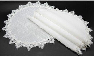 Victorian Lace Trim Round Placemats - Set of 4