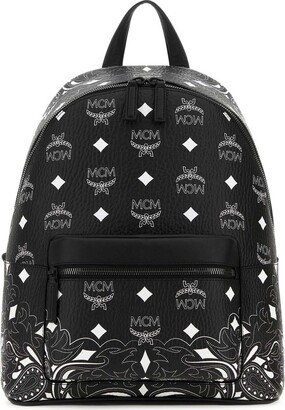 Monogram Print Zipped Backpack