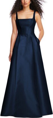 Women's Boned-Bodice Square-Neck Evening Gown